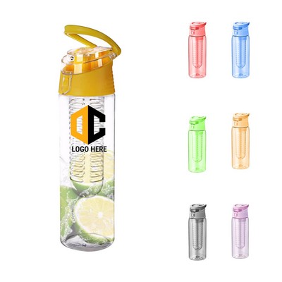 22oz Transparent Sport Water Bottle with Straw & Fruit Infuser