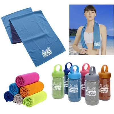 Cooling Towel in Carry Bottle - 14 Different Lid Colors